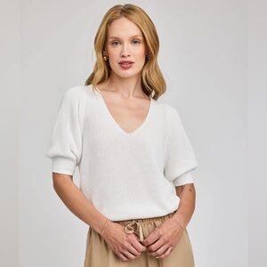 NWT Gentle Fawn White V-Neck Phoebe Sweater Size Small